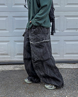 Fringe Balloon Cargo Denim Pants