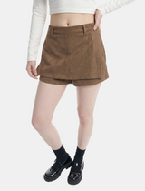 Suede Wrap Mini Skort