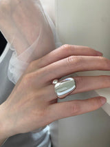 Bold silver water drop open ring