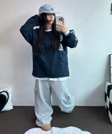 WAFFLE PUNCHING 🧇WIDE CARGO PANTS 🩶🖤2CCOLOR