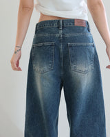 Abel dark blue long wide jeans