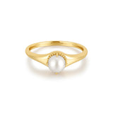 [Worn by Baby Monster Ahyeon, Kim Yuna] Freshwater Pearl Stacking 925 Silver + 14k gold plating Ring R058-06G