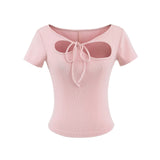 Liora Ribbon Cutout Tee