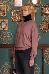 LAYERED V NECK KNIT / INDI PINK