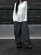 [unisex] pintuck rivet nylon pants (2color)