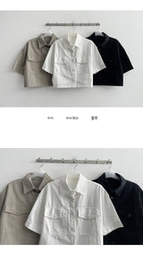 Lund Cotton Cropped Short-Sleeved Shirt