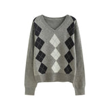 Chloé Argyle V-Neck Knit Sweater