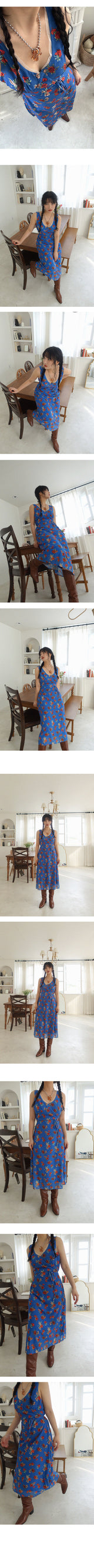 シャンハイフローラルVネックロングワンピース