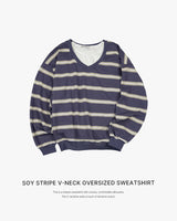 [ORIGINAL] Soy Stripe V-Neck Oversized Sweatshirt