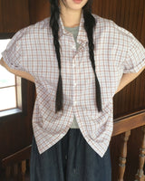 Caper Linen Oversized Fit Checkered Shirt
