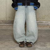 GP169 Outpleated Curved Denim Pants (INDIGO)