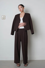 Pebble Button Twill Jacket_Brown