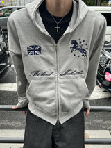 West semi-cropped zip-up hoodie