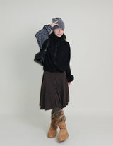 Hakata Stripe Coloring String Knitwear Zip-Up