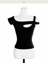 hope one : off-shoulder uneven tension top