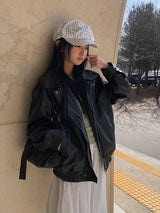 Etin Over Fit Collar Blouson Leather Jacket