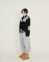 Femme Flower Pattern Quilted Fleece Long Sleeve T-Shirt (Button Detail)