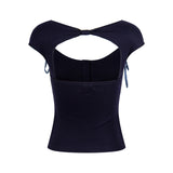 Elin Backhole Ribbon Slim Top