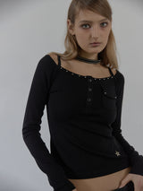 SLEEVELESS LAYERED TOP / BLACK