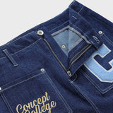 Sky Blue C Patch medium Blue Denim Mini Skirt [For women]