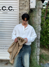アダフ・ヘンリー ネックワッフルオーバーフィット ロングスリーブTシャツ