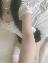 Elisebe Strap Shirring Top (white)