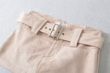 Suede Buckle Belt Mini Skirt