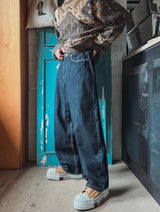 Coil wide raw denim pants