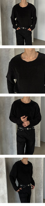 [UNISEX] Velvet round cutting knit (4color)