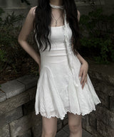 flared scarf mini dress (2color)