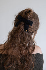 シルバーコーデュロイリボンヘアピン