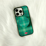【MADE】Green Check iPhone case [Glossy Glass/Magsafe]