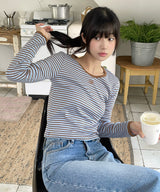 ロゴステッチストライプTシャツ
