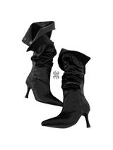Wrinkle button stiletto heel [leather]