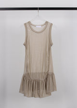 PEARL MESH SHIRRING TOP