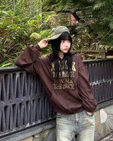 Crack Vintage Lettering Hooded Zip-Up