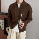 Premium] LMN Fisher Cable Collar Zip-Up Knitwear (3 colors)