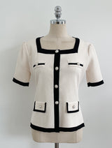 Eloa Square Color Matching Button Cardigan