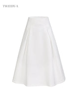May pintuck flare long skirt