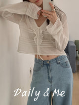 frill see-through cardigan(4color)