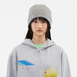 Twister Star Stripe Short Beanie - Grey