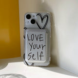 BlackSilver- Love yourself Magsafe Phone Case Card Pocket Set