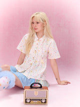 Best Day Ever Pleated Shirt (White)