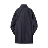 Poly Cotton RIB Double Placket Long-Jacket - GREY
