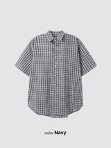 No.1291 nerd check half SHIRT (4color)