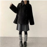 Bomi A-line pleated check midi skirt 