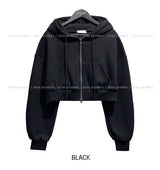 [U-BASIC] トムブラッシュド2Wayクロップフードジップアップ