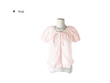Beson Lace Button Ribbon Frill Blouse