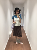 オッティ フリル ボタン ノースリーブ トップ (3color)