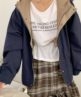 About Colorful Hood Bomber Jacket